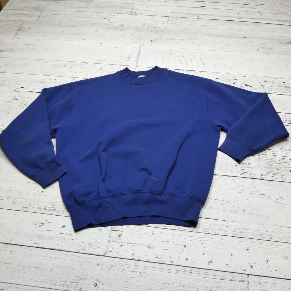Vintage BVD Blank Sweatshirt Size XL Blue Fleece USA Made Crew‎ Neck